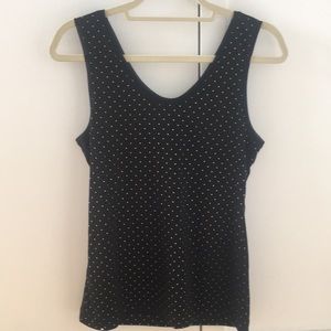 Black tank top with 3d gold polka dots